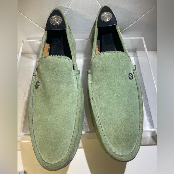 GUCCI suede men’s drive loafers sz 8.5 light green made in Italy main image 13